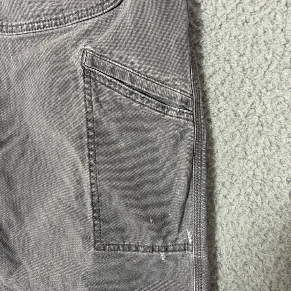 Carhartt Mens Gray Canvas Work Pants Utility Pocket Straight Leg 38x34